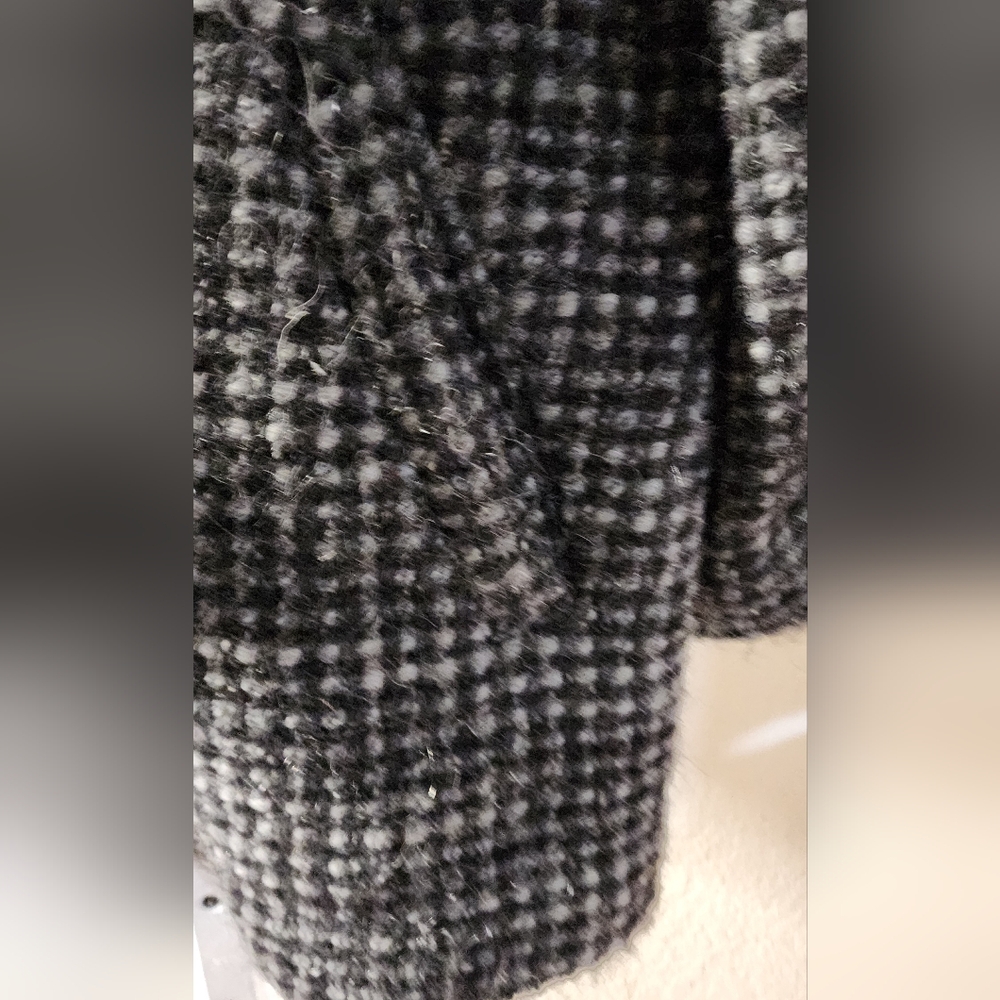 Eileen Fisher Black Grey Oversized Houndstooth Alpaca Wool Coat Size Medium - Picture 5 of 8